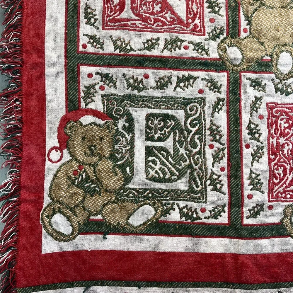 Noel Christmas Bear Tapestry Throw Blanket Afghan Beacon Tapestry 42x32